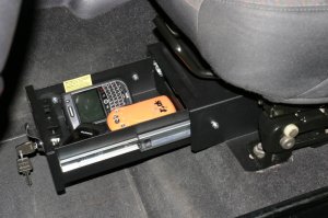 Jeep Wrangler LJ Underseat Drawer - Front Driver Side - Tuffy Products - Flip Seat W/ Keyed Lock - Black - `03-`06